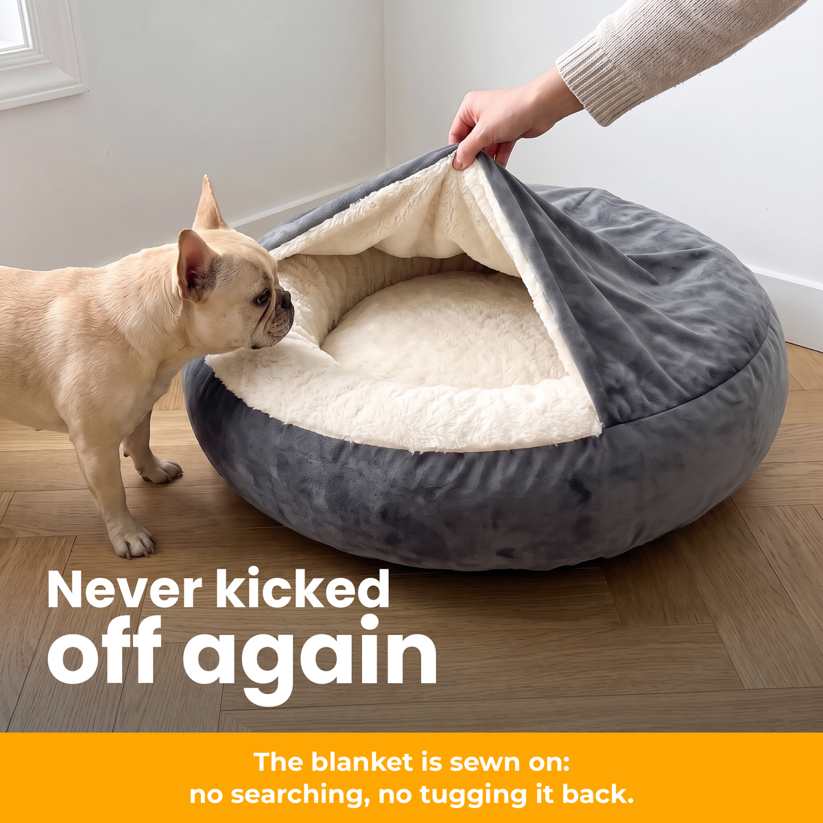 [en] CuddleCave – The blanket is sewn firmly to the rim